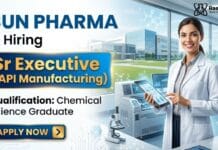 Sun Pharma is Hiring Chemical Science Graduates | Apply Now for Senior Executive Role MSc Chemistry Job at Sun Pharma | Apply for Senior Executive (API Manufacturing)