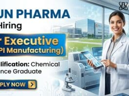 MSc Chemistry Job at Sun Pharma | Apply for Senior Executive (API Manufacturing)