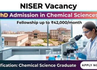 PhD Admission at NISER Vacancy 2026 | Chemical Sciences Graduates Apply & earn up to ₹42,000/month PhD Admission in Chemical Sciences | NISER Vacancy 2026