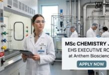 Anthem Biosciences Jobs for Chemical Science Graduates | EHS Executive Role MSc Chemistry Job at Anthem Biosciences | Apply Now for EHS Executive Role