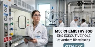 MSc Chemistry Job at Anthem Biosciences | Apply Now for EHS Executive Role