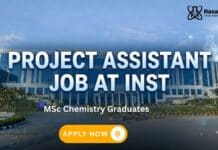 Project Assistant Job at INST | MSc Chemistry Graduates Apply Now