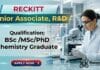 Reckitt is Hiring Senior Associate for R&D Role | Chemical Science Graduates Apply Now Chemical R&D Jobs at Reckitt | Chemical Science Graduates Apply Now