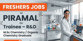 Chemistry Fresher Jobs at Piramal | Trainee R&D Role | Apply Now Chemistry Fresher Jobs at Piramal Career – Trainee Jobs in R&D Chennai for pharmaceutical research and development roles