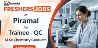 MSc Chemistry Freshers Jobs Piramal Career Trainee Jobs QC Role