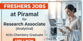Chemistry Fresher Jobs at Piramal Career | Research Associate Jobs | Apply Now Piramal Career hiring for Research Associate jobs – Chemistry Fresher Jobs opportunity