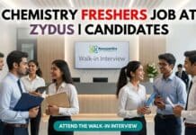 Chemistry Freshers Job at Zydus | Candidates Attend the Walk-in