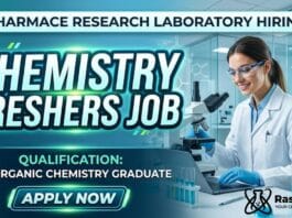 MSc Chemistry Freshers Job at Pharmace Research Laboratory | Apply Now for R&D Chemist Role