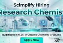 Research Chemist at Scimplify | MSc Organic Chemistry Graduates Apply Now