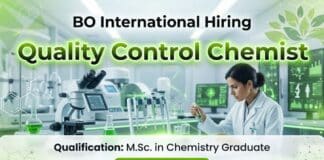 Quality Control Chemist Role at BO International | MSc Chemistry Graduates Apply Now