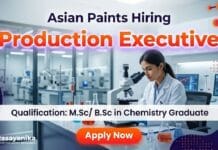 Asian Paints is Hiring MSc Chemistry Graduates | Apply Now for Production Executive Job MSc Chemistry Job at Asian Paints | Apply Now for Production Executive Jobs in Hyderabad