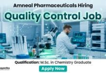 Quality Control Job at Amneal Pharmaceuticals | MSc Chemistry Job