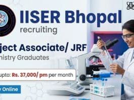 Project Associate Job at IISER Bhopal | MSc Chemistry Graduates Apply Now