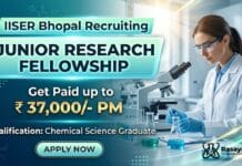 IISER Bhopal Vacancy Research Fellowship | MSc Chemistry Graduates Apply & Get Paid up to Rs. 37000/- PM Research Fellowship at IISER Bhopal | MSc Chemistry Graduates Apply Now