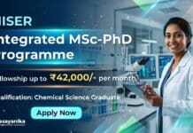 NISER Bhubaneswar Vacancy Open for Integrated MSc-PhD Program for Chemistry | Fellowship up to ₹42,000/- per month Chemistry Phd Admissions at NISER Bhubaneswar | Apply Now for Integrated MSc-PhD Program