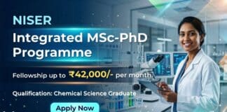 Chemistry Phd Admissions at NISER Bhubaneswar | Apply Now for Integrated MSc-PhD Program