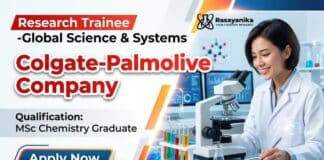 Colgate Palmolive is Hiring Research Trainee | MSc Chemistry Freshers Graduates Apply Now MSc Chemistry Jobs at Colgate Palmolive | Apply for Research Trainee Role