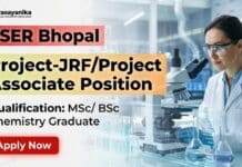 IISER Bhopal Vacancy for Project-JRF/Project Associate Position | MSc/ BSc Chemistry Graduates Apply Now Chemistry Research Fellowship at IISER Bhopal | Apply Now for Project-JRF/Project Associate Position