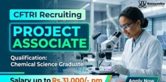 Project Associate Job at CFTRI | Chemical Science Graduates Apply Now