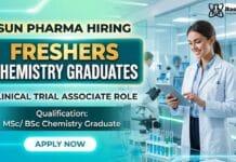 Freshers Chemistry Job at Sun Pharma | Clinical Trial Associate Role MSc Chemistry Freshers Job at Sun Pharma | Apply Now for Clinical Trial Associate Role