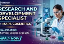 MSc Chemistry Job at MARS Cosmetics | Apply Now for R&D Executive Role
