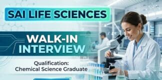 Sai Life Sciences Hiring Chemical Science Graduates | Attend the Walk-In Interview