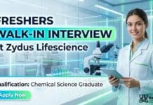 BSc Chemistry Freshers Job at Zydus Life Sciences | Walk-In Drive