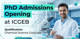 PhD Admissions 2026 for MSc Chemistry Graduates at ICGEB | Apply Now