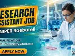 Research Assistant Job at NIPER Raebareli | MSc Chemistry Graduates Apply Now