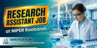 Research Assistant Job at NIPER Raebareli | MSc Chemistry Graduates Apply Now