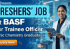 MSc Chemistry Freshers Job BASF Career Trainee Officer process lab