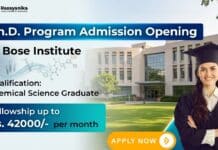 PhD Admissions 2026 at Bose Institute for Chemical Science Graduates