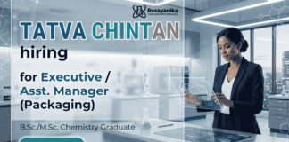 Chemistry Job at Tatva Chintan | Executive Job Opening | Apply Now Chemistry Job Tatva Chintan Executive Job chemical packaging Dahej career opportunity