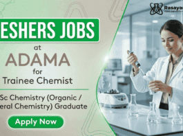 Start your journey in M.Sc. Chemistry Jobs for Freshers with ADAMA Trainee Chemist role in Chemistry jobs domain