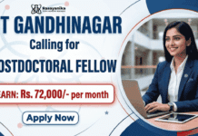 Postdoctoral Fellowship at IIT Gandhinagar | Chemical Engineering | Earn: Rs. 72,000/- per month | Apply Now IIT Gandhinagar Recruitment 2026 for Postdoctoral Fellowship in Research Jobs