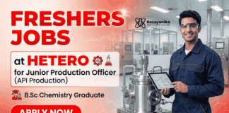 B.Sc. Chemistry Fresher Jobs at Hetero | API Production Role | Apply Now Start your career with B.Sc Chemistry fresher jobs in API production job and explore real-world Chemistry jobs in pharma manufacturing.