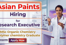 Organic Chemistry Jobs at Asian Paints Career | Research Executive Jobs | Apply Now Organic Chemistry Jobs Asian Paints Career research jobs hiring