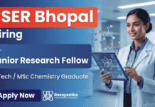 Junior Research Fellow Recruitment at IISER Bhopal | Chemical Research | Earn: Rs. 37000 + HRA | Apply Now Junior Research Fellow opportunity at IISER Bhopal Recruitment in Chemical Research