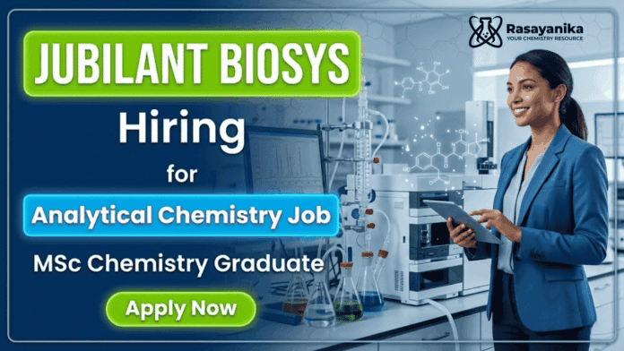 Analytical Chemistry Job opportunity at Jubilant Biosys Careers in pharma research