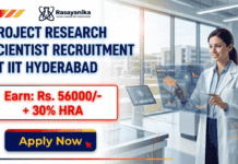 Project Research Scientist role at IIT Hyderabad Recruitment in Chemistry Research