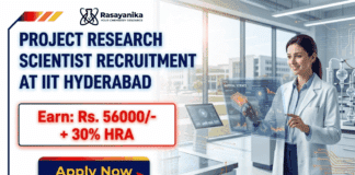 Project Research Scientist role at IIT Hyderabad Recruitment in Chemistry Research