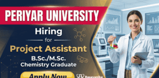 Project Assistant Jobs at Periyar University in chemistry research