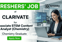 Chemistry jobs for freshers Associate STEM Content Analyst job Clarivate Careers hiring in Chennai hybrid role
