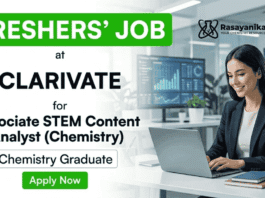 Chemistry jobs for freshers Associate STEM Content Analyst job Clarivate Careers hiring in Chennai hybrid role