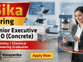 R&D jobs Sika Careers Chemistry Jobs Senior Executive Concrete Research Jhagadia Gujarat