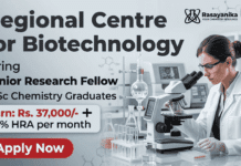 Junior Research Fellow RCB recruitment Chemistry research job Faridabad biotechnology institute