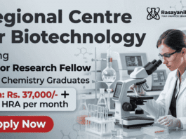 Junior Research Fellow RCB recruitment Chemistry research job Faridabad biotechnology institute