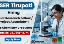 Research jobs IISER Tirupati recruitment Government research jobs chemistry project role India