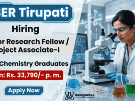 Research jobs IISER Tirupati recruitment Government research jobs chemistry project role India