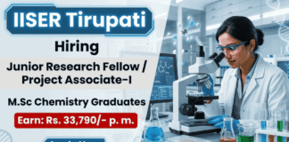 Research jobs IISER Tirupati recruitment Government research jobs chemistry project role India